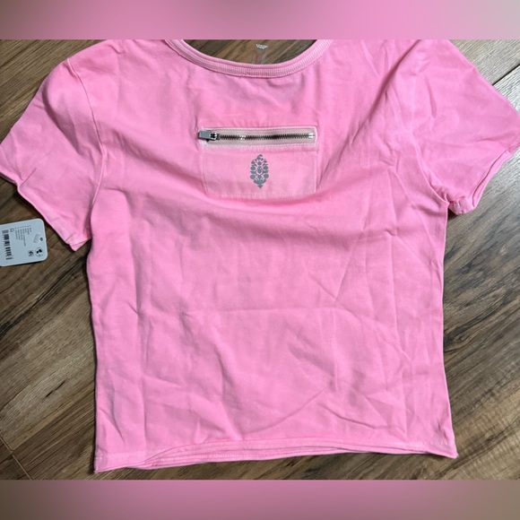 Free People 2 piece set pink lemonade top wide leg pants M NWT - Picture 3 of 5